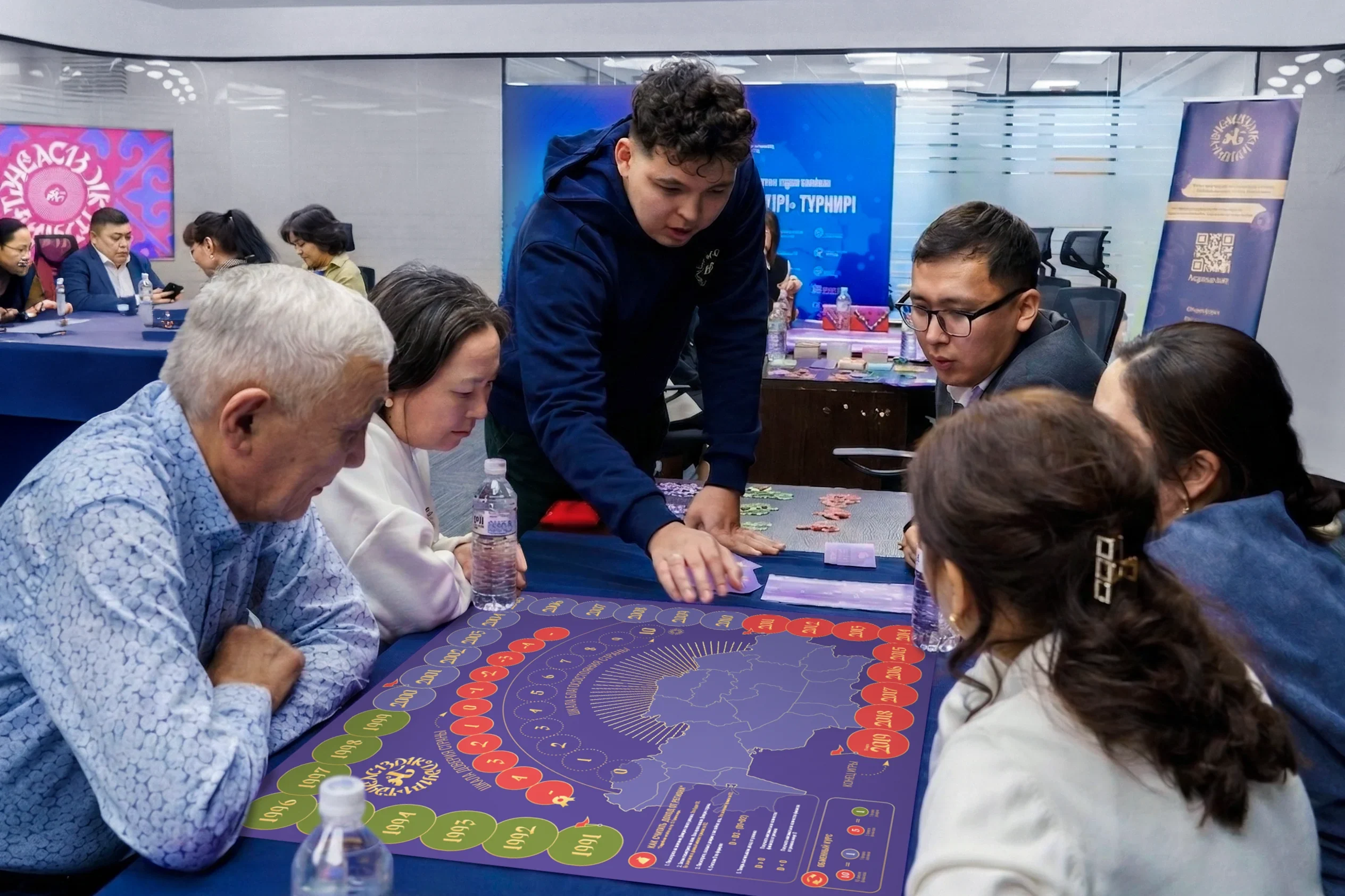People playing the Era of Independence board game at a table