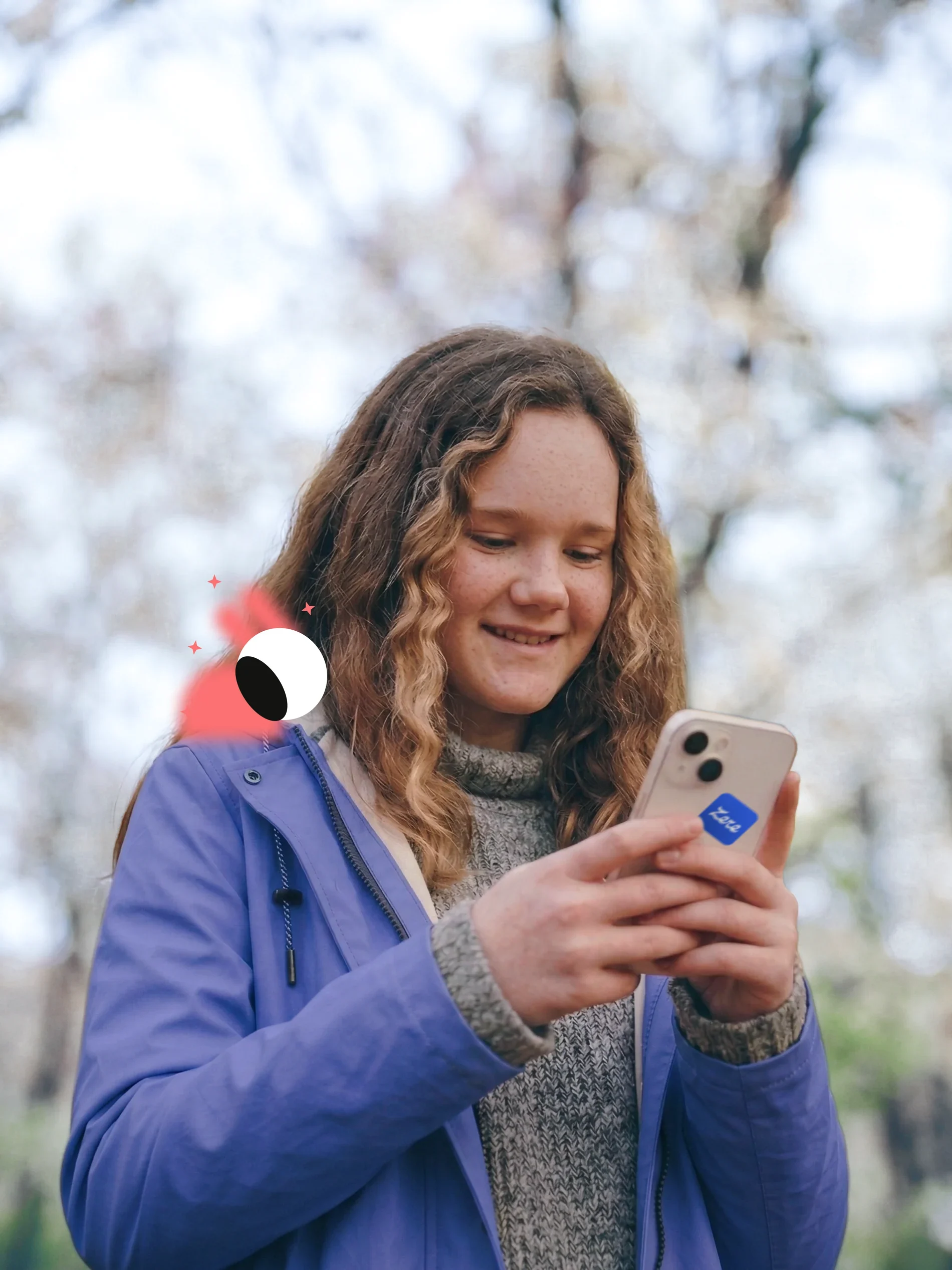Student using the Zere app on a phone outdoors